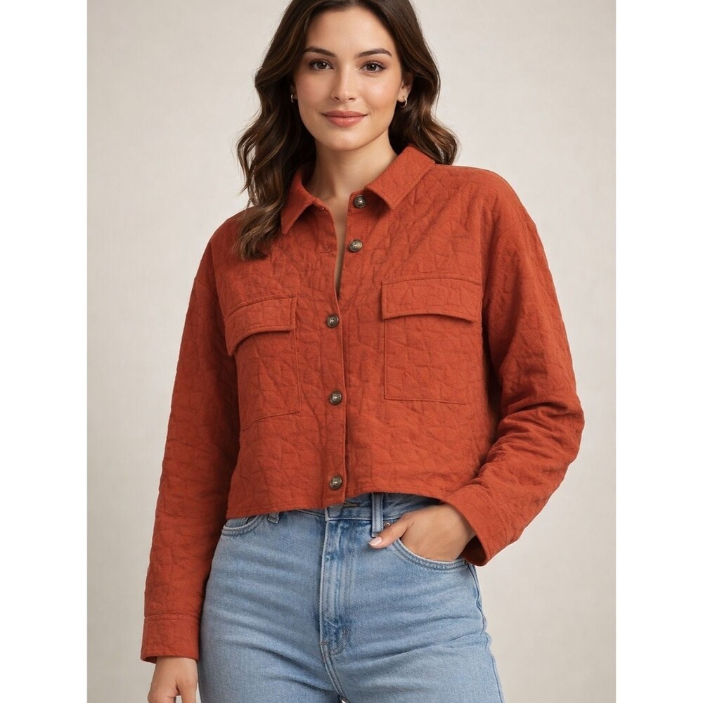 Privy Baked Apple L/S Cropped Textured Jacket  - NWT